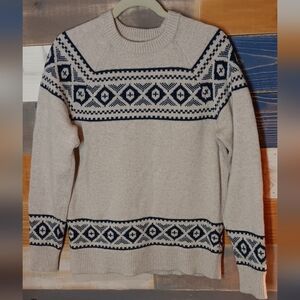 J Crew Wool Blend Sweater M Nordic Cream Navy